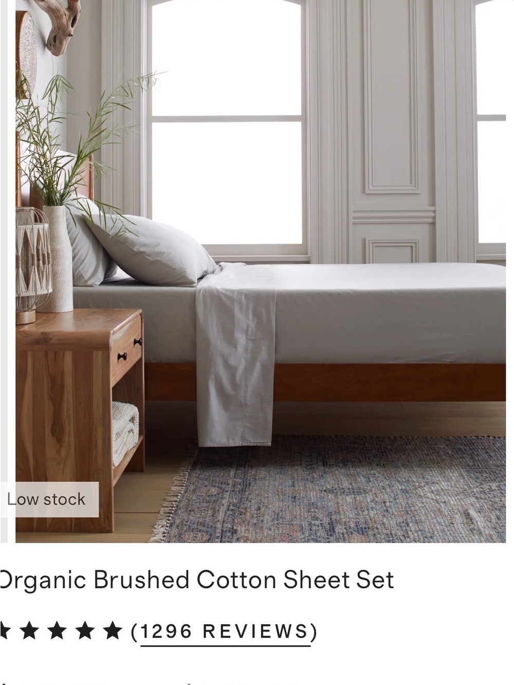 Quince Organic Brushed Cotton Sheet Set - Light Gray